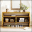 Buffet 4 portes moderne avec tablette ouverte, grain de bois naturel, rangement grande capacité