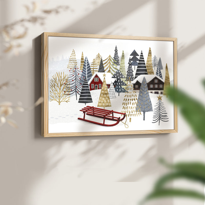 Collection de chalet de Noël A - Reproduction encadrée - Restickable, H 8 po x l 10 po, Naturel
