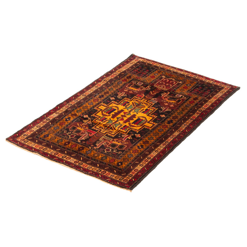 Tapis brun Teimani 3 pi 1 po x 4 pi 8 po