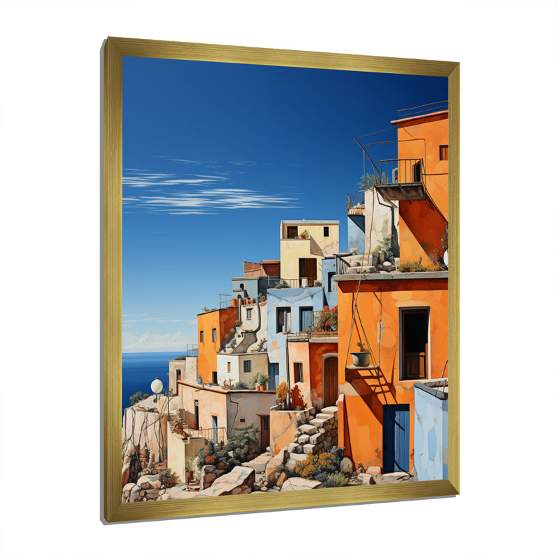 Italie, tons terre cuite, Fontanas, H 32 po x l 16 po x P 1 po, Encadrement doré
