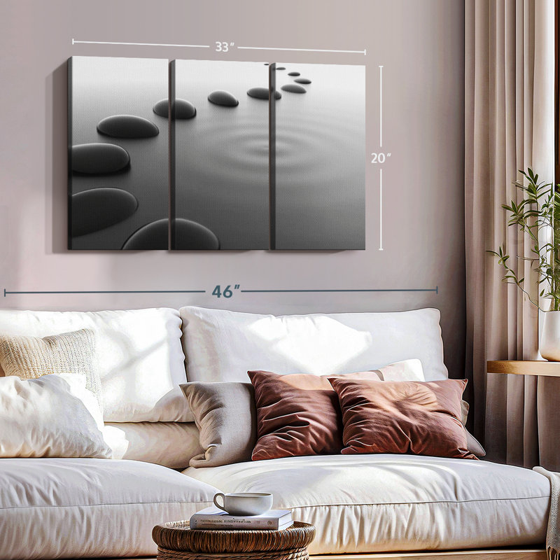 «Pebbles On Water» sur toile, H 20 po x l 33 po