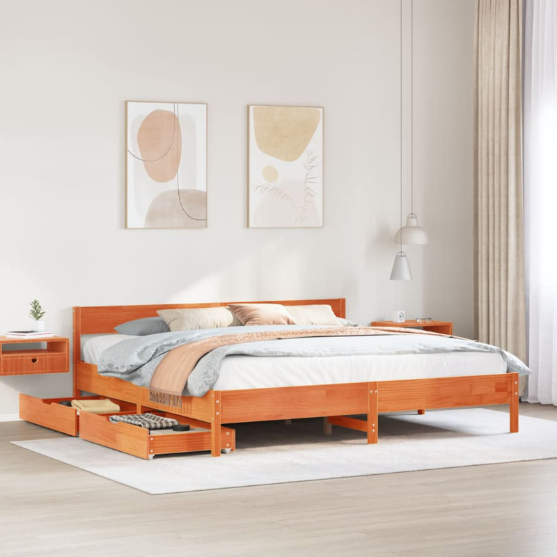 Storage Bed, Wax Brown, European Kingsize (160 x 200 cm)