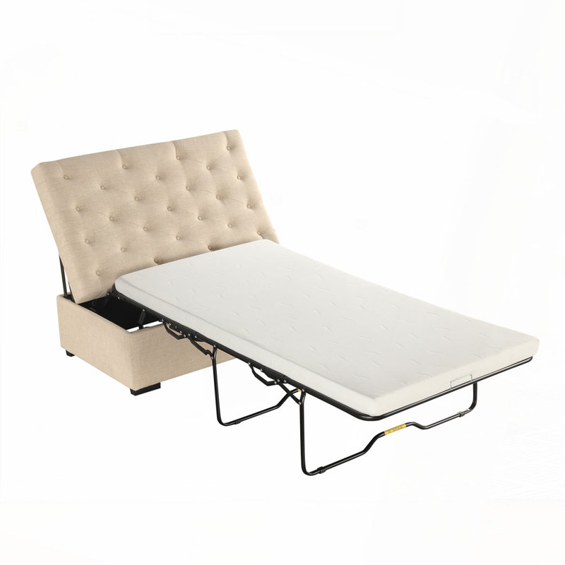49.6" Ottoman with a Folding Sofa Bed, Convertible Ottoman Sleeper with Memory Mattress and Tufted Design for Living Room