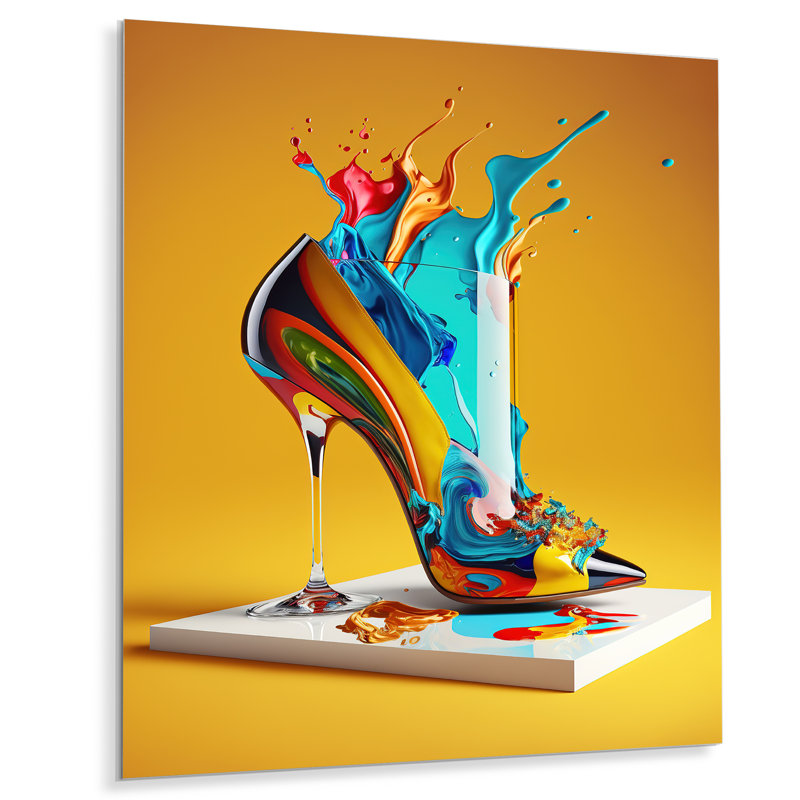 Décoration murale multicolore en verre à talon haut I - Fashion, H 20 po x l 12 po x P 1 po