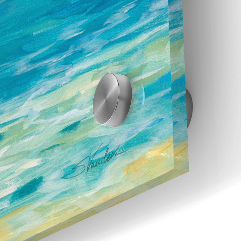 «Caribbean Sea Reflections» par Silvia Vassileva, art mural en verre acrylique, H 24 po x l 48 po x P 0,2 po