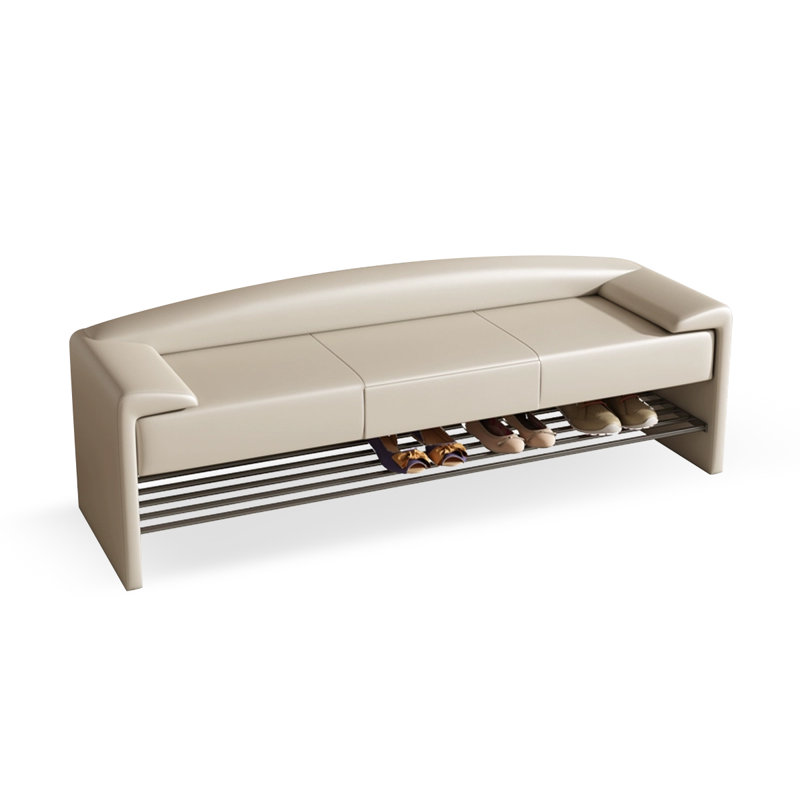 Banc de rangement rembourré pour chaussures, Beige
