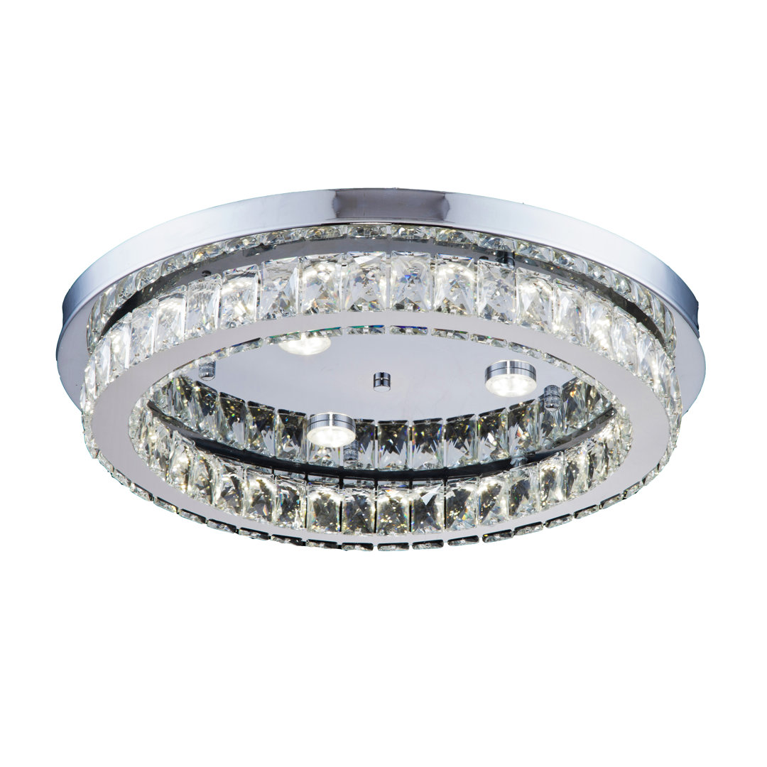Modern 4 - Light LED Crystal Flush Mount  Everly Quinn