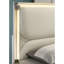 Cadre de lit contemporain blanc perle, taille double, tissu et bois avec panneau DEL tube acrylique taille tactile seulement, cadre sur la tête de lit, ajout de chambre à coucher-1006108575