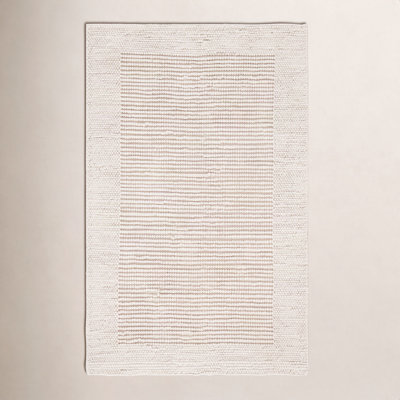 Burdick Ivory Beige Hand-Woven Wool Rug