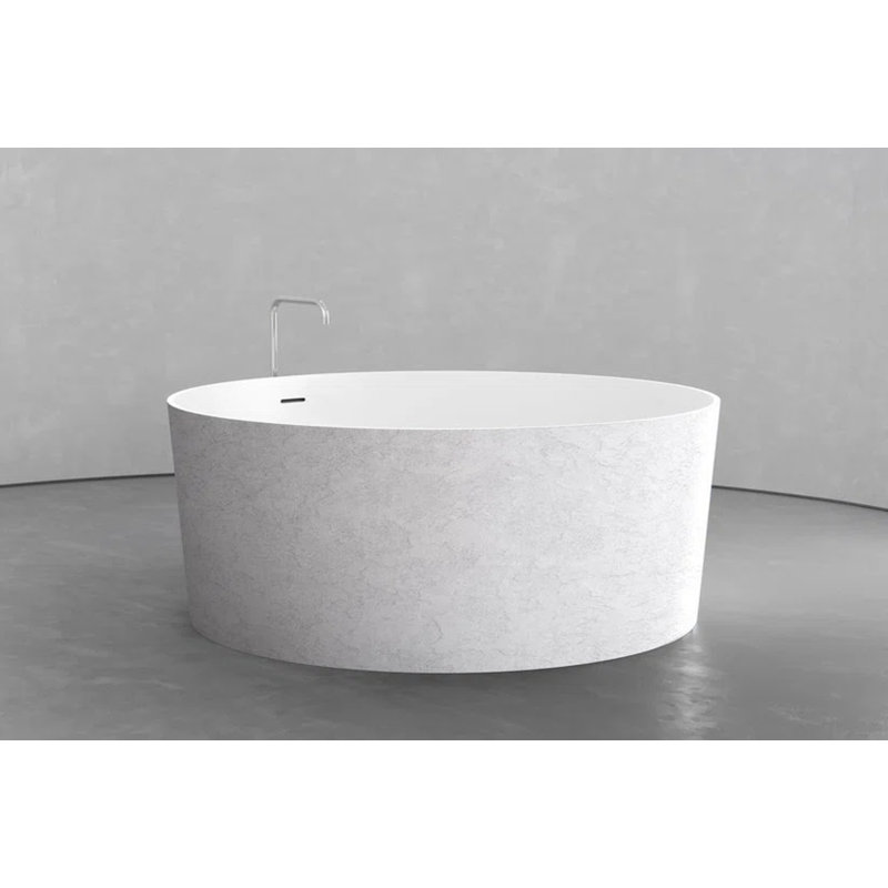Baignoire ronde autoportante en béton blanc / blanc / blanc texturé Vast Studio