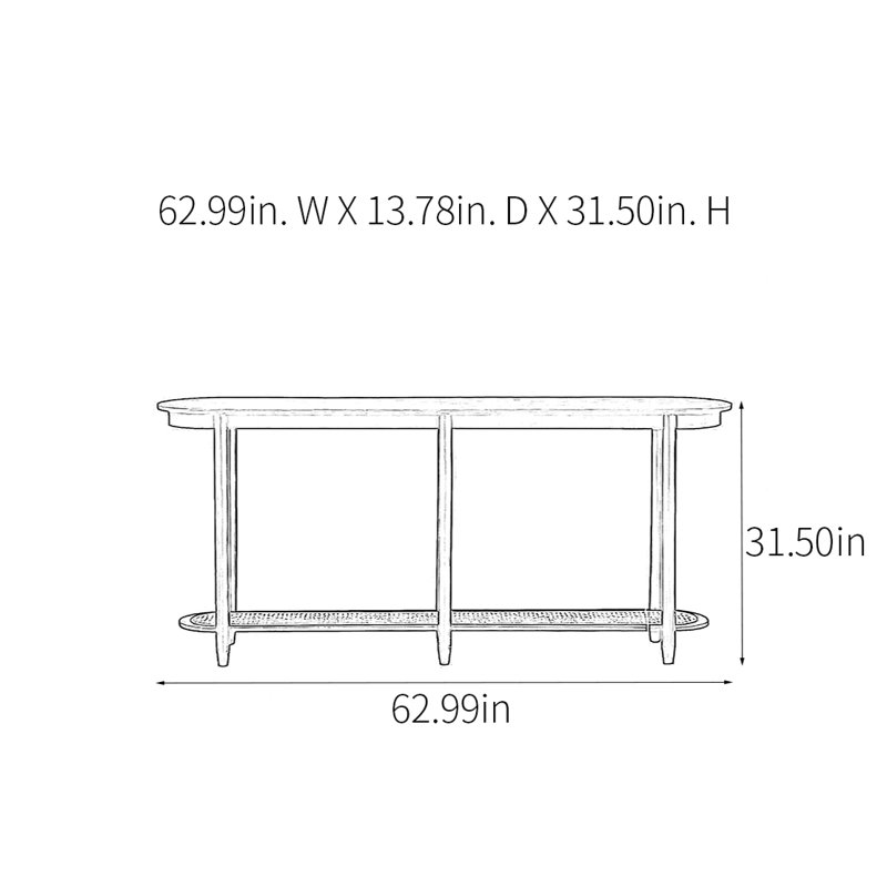 Console moderne minimaliste pratique, H 31,5 po x l 62,99 po x P 13,78 po