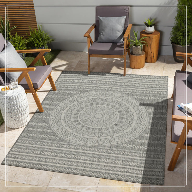 Silver Indoor/Outdoor Area Rug, Rectangle 7'10" x 10'3"