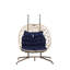 Fauteuil double avec support: structure en fer rouille, coussins confortables pour l'extérieur: support solide, patio-579998954-579998955