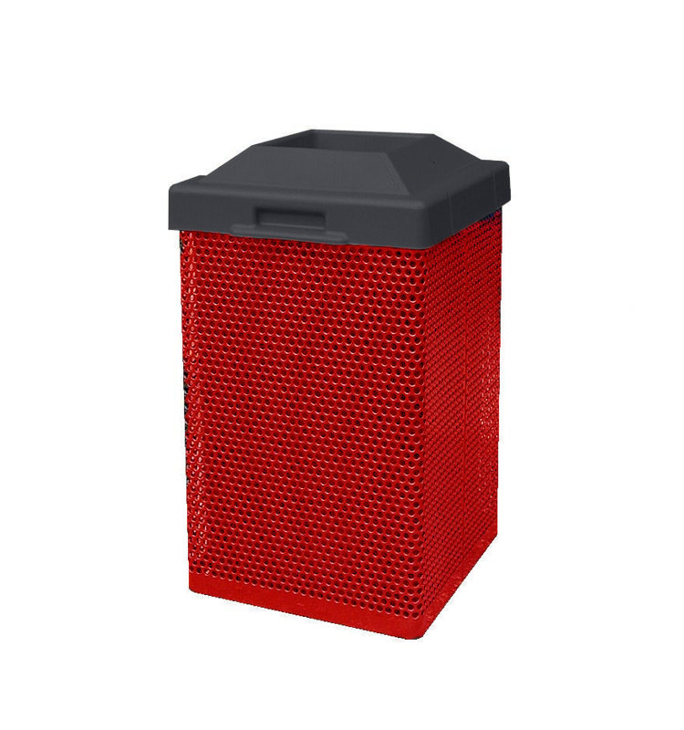 Poubelle en acier 38 gallons, Rouge