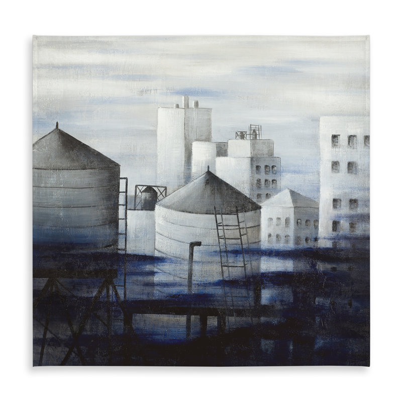 Gray City with Blue Clouds Tablecloth | Indoor Outdoor Decor