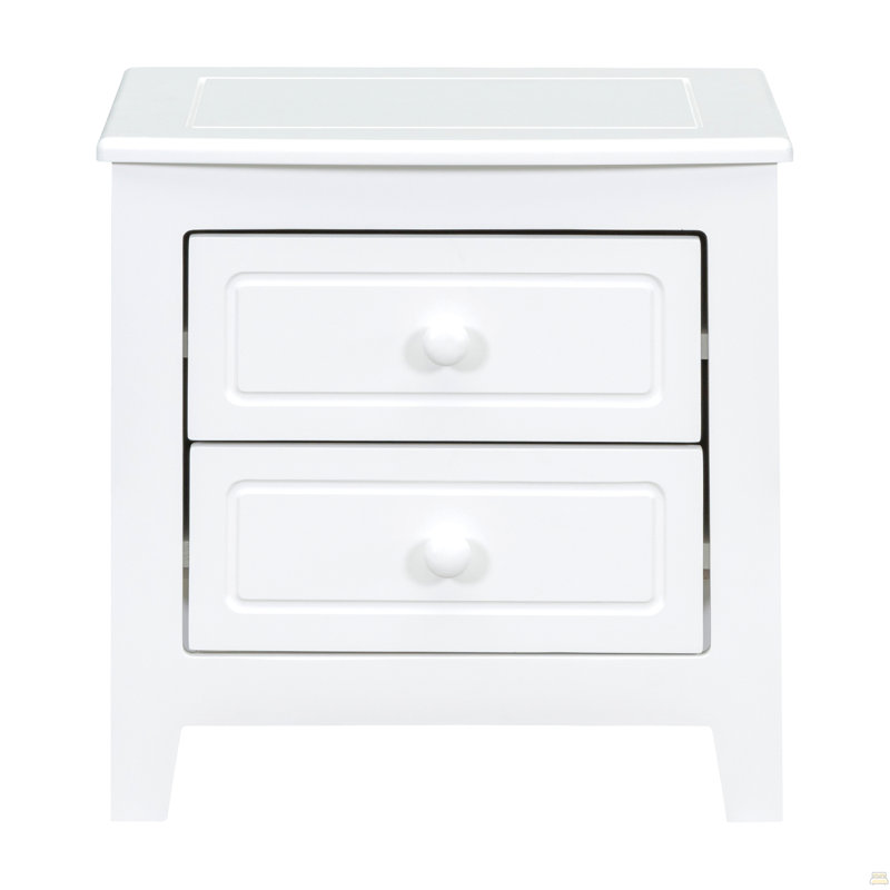 Table de chevet 2 tiroirs, table de chevet, Blanc
