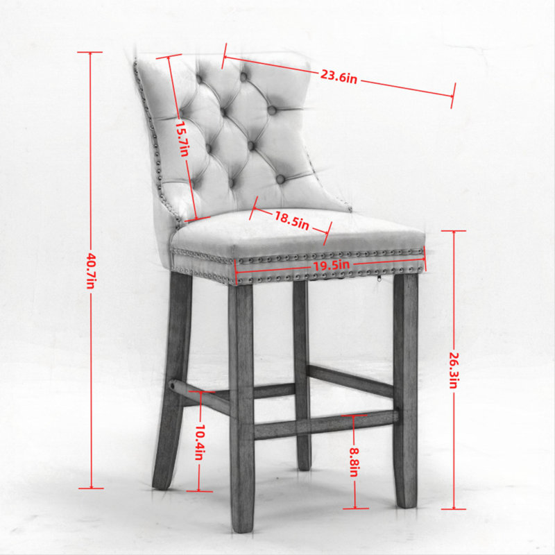 Ensemble de 2 tabourets de bar contemporains rembourrés en velours, Orange