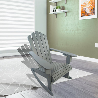 Chaise d'extérieur inclinable en bois de couleur grise - Confortable et spacieuse, polyvalente pour la cour arrière, en bois massif, avec une capacité de poids de 250 lb