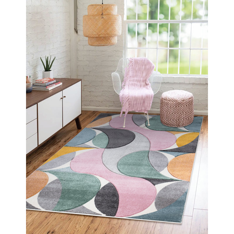 Kenzo Multi Abstract Geometric Modern Rug – Large Living Room Carpet | Bedroom & Hallway Runner | Soft, Stain Resistant, Non-Shedding Floor Mat