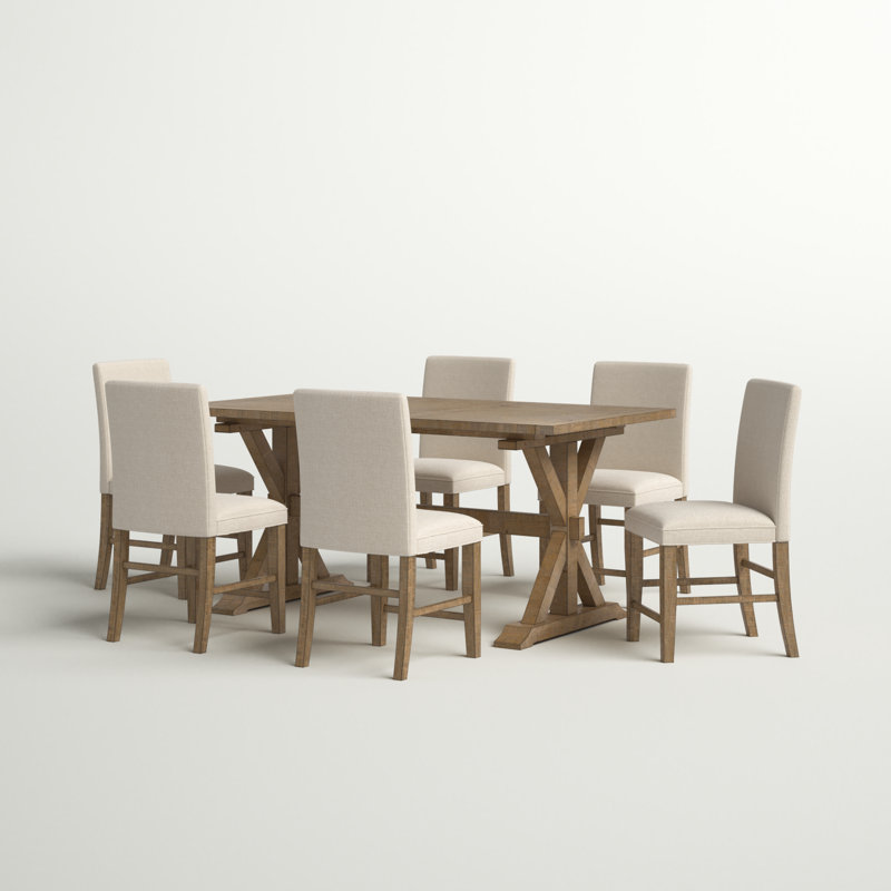 Averie 6 - Person Extendable Pine Solid Wood Solid Wood Top Trestle Dining Set