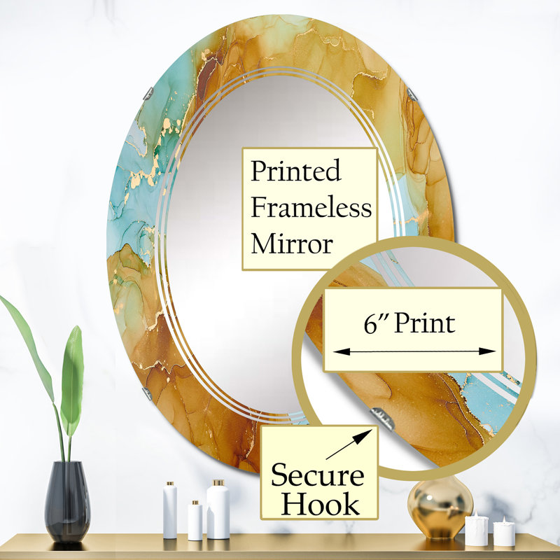 Miroir mural moderne et abstrait brun, 36 po x 24 po