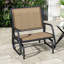 Fauteuil oscillant Outsunny, fauteuil oscillant avec structure en métal et tissu maillé respirant, accoudoirs courbés et structure en acier pour le jardin, la piscine, la cour, le balcon, brun clair-1845701308