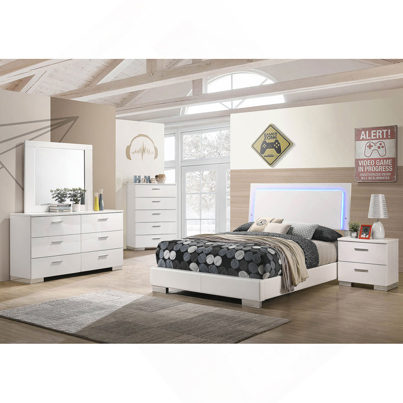 Ensemble de chambre à coucher blanche 5 pièces
