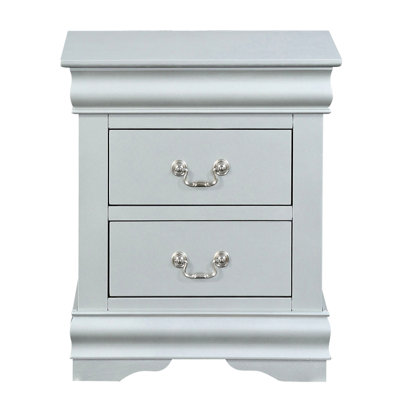 Table de chevet Platinum - 2 tiroirs, bois massif, construction compacte en bois
