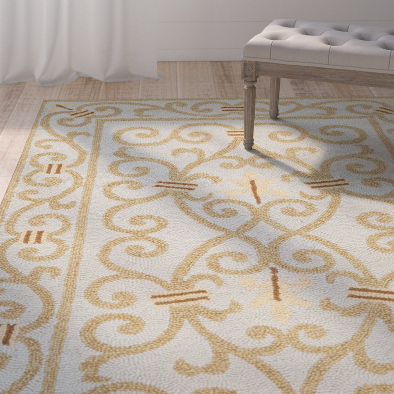 Tapis oriental en laine crocheté à la main Cher, Rectangle 2 pi 6 po x 4 pi