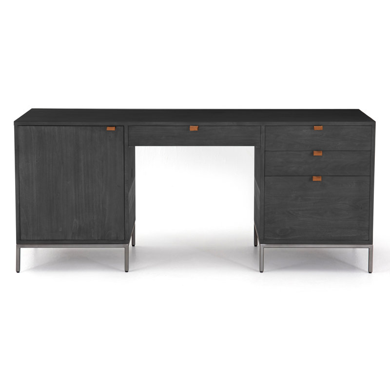 Trey Solid Wood Executive Desk, Black Wash Poplar