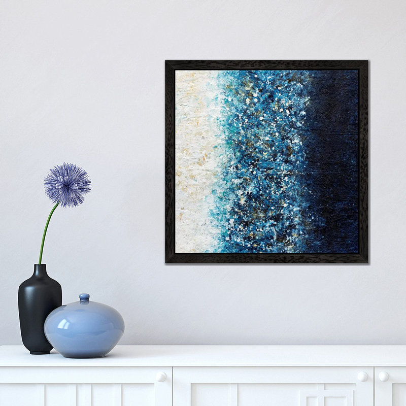 Sapphire Blaze by Nikki Chauhan - Floater Frame Painting on Canvas, Black, 45.72 cm H x 45.72 cm W