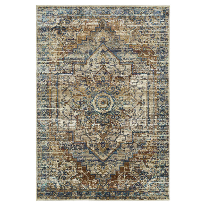 Tapis rectangulaire contemporain, transitionnel, oriental, texturé et vieilli 7 pi 10 po x 10 pi 10 po