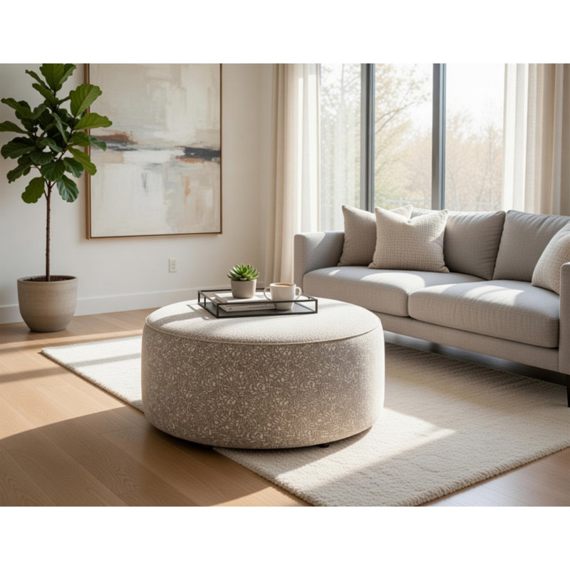 Marinello Upholstered Ottoman, Cannon Cobblestone 100% Polyester
