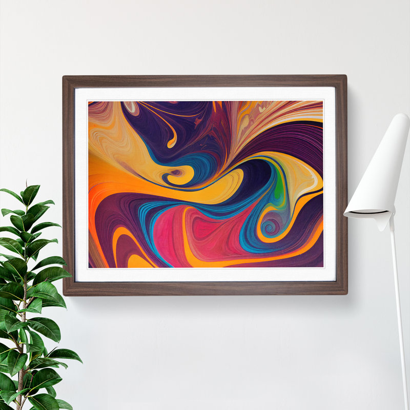 Marble Abstract Vol.2 - Single Picture Frame Print, 34cm H x 46cm W x 2cm D, Walnut