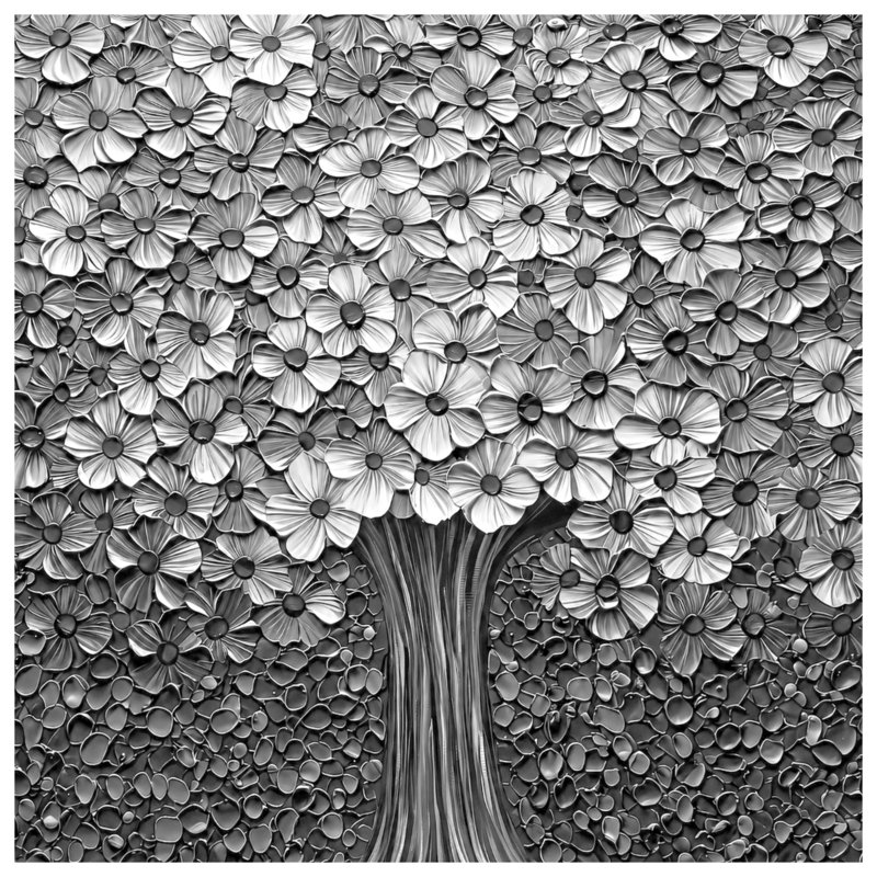 Monochrome Floral Tree Comforter, Twin