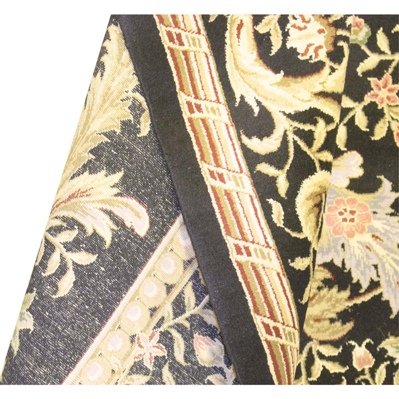High-Quality Hand-Knotted Black Area Rug