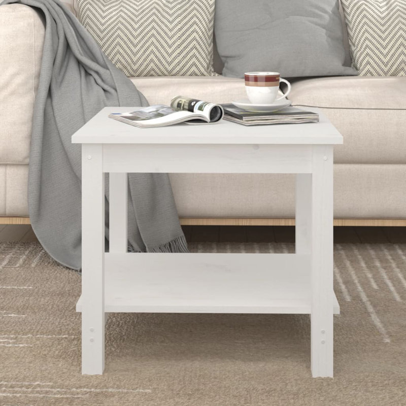 Coffee Table White 19.7"X19.7"X17.7" Solid Wood Pine