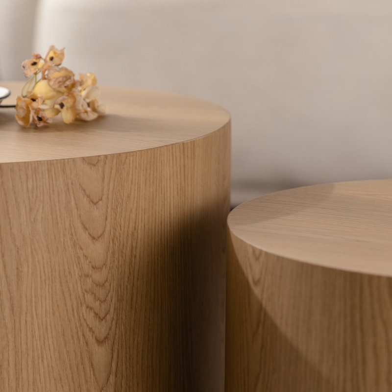 Ensemble de 2 tables basses gigognes, Naturel