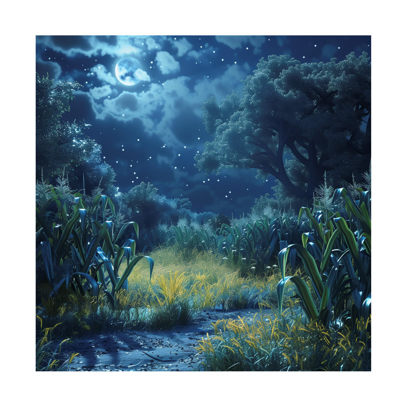 R3darch0n Moonlit Clearing Canvas Art, 35" H x 35" W