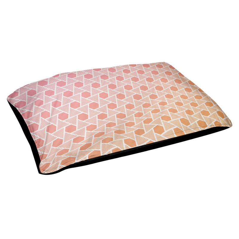 Coussin de lit à triangles hexagonals Byrge, Grand (l 50 po x P 40 po x H 7 po), Rose / Orange, Polyester