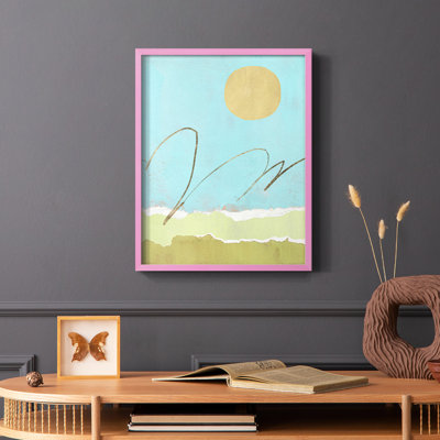 Green and Gold Pieced Landscape II Framed Print - Solid Wood