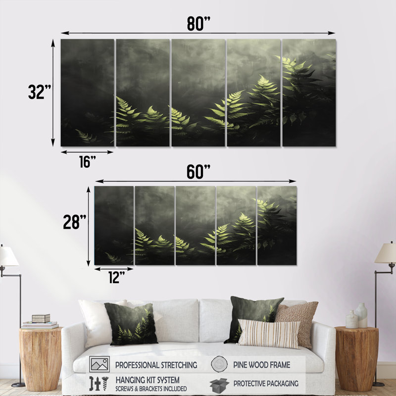 Ensemble de salon Novak - Ferns Wall Art, H 32 po x l 80 po