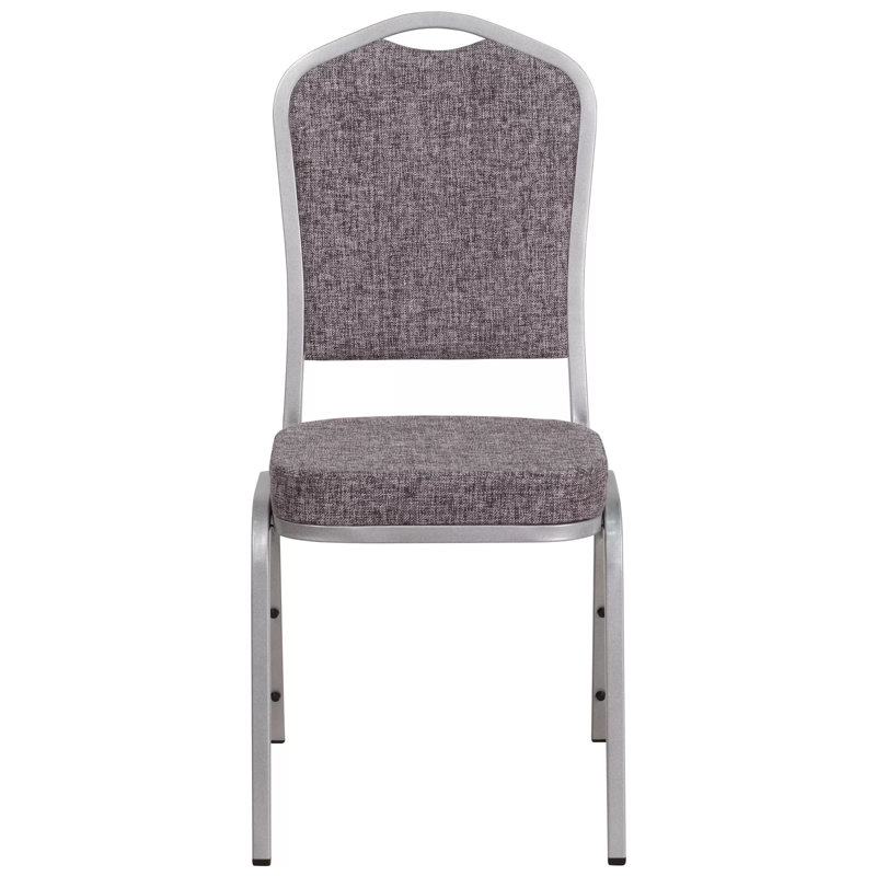 Gray Herringbone Fabric and Silver Steel Stacking Banquet Chair