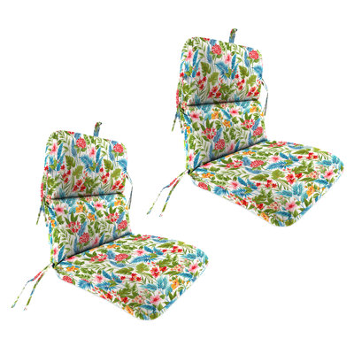 Coussin de chaise d'extérieur 22 "x 45" avec attaches et boucles (ensemble de 2)