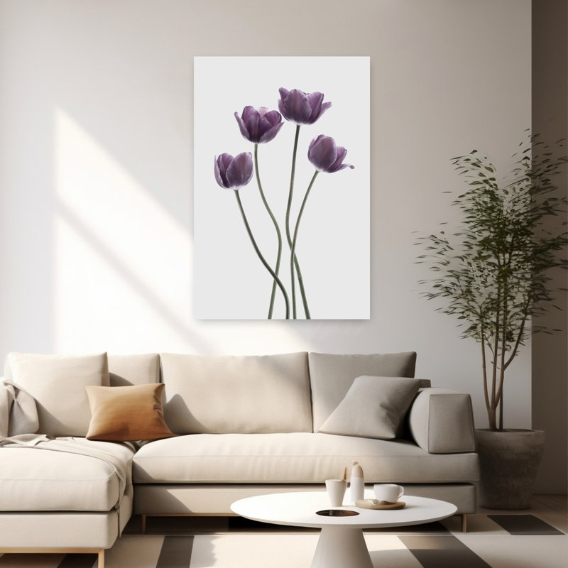 Tulipes mauves, art contemporain de tulipes, H 60 po x l 40 po