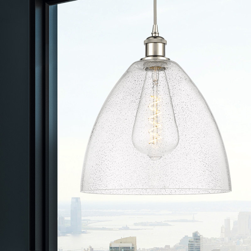 Haide 1 - Light Single Pendant, 14.75" H x 12" W x 12" D, No Bulb Included, Polished Nickel
