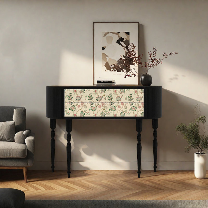 Console rétro avec 2 tiroirs, H 35,43 po x l 47,24 po x P 11,81 po