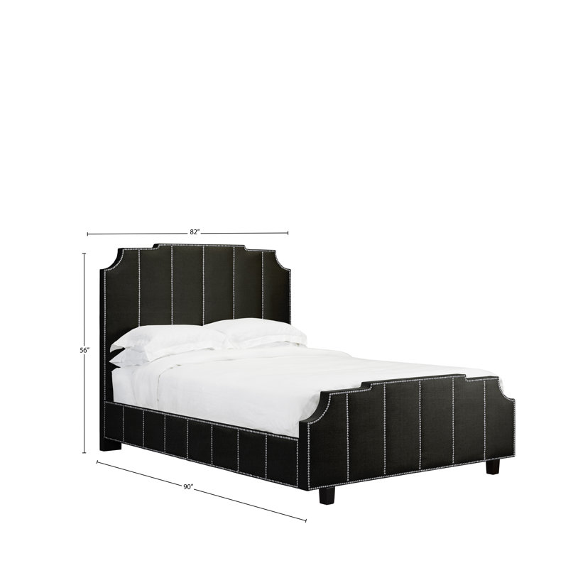 Lit plateforme tapissier Stoker, Cuir - Noir, Très grand