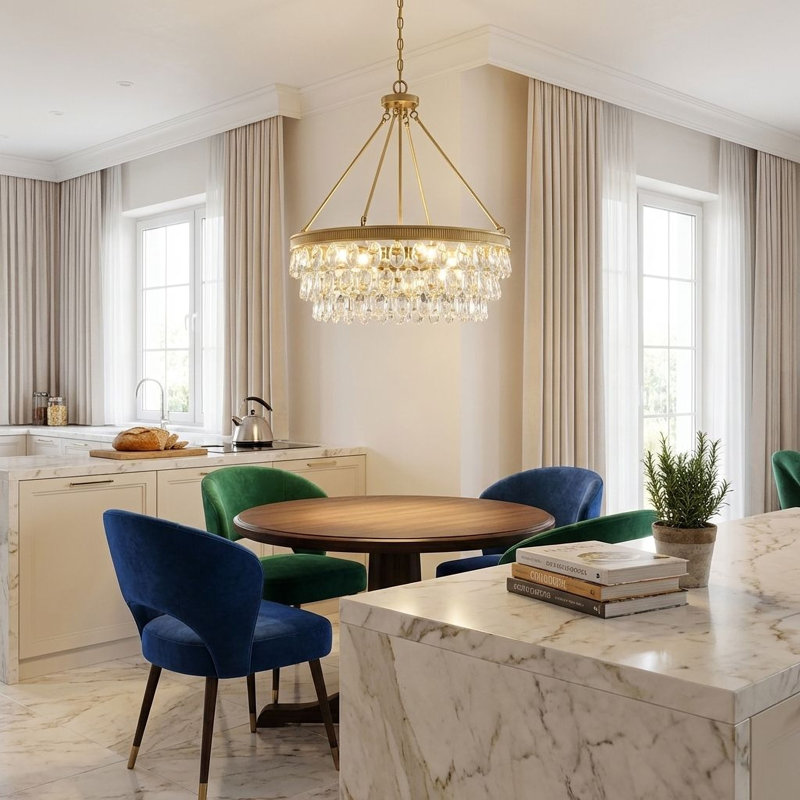 Luminaire suspendu en laiton chaud Savham House Windham 6 lumières, Laiton chaleureux, Six lumières