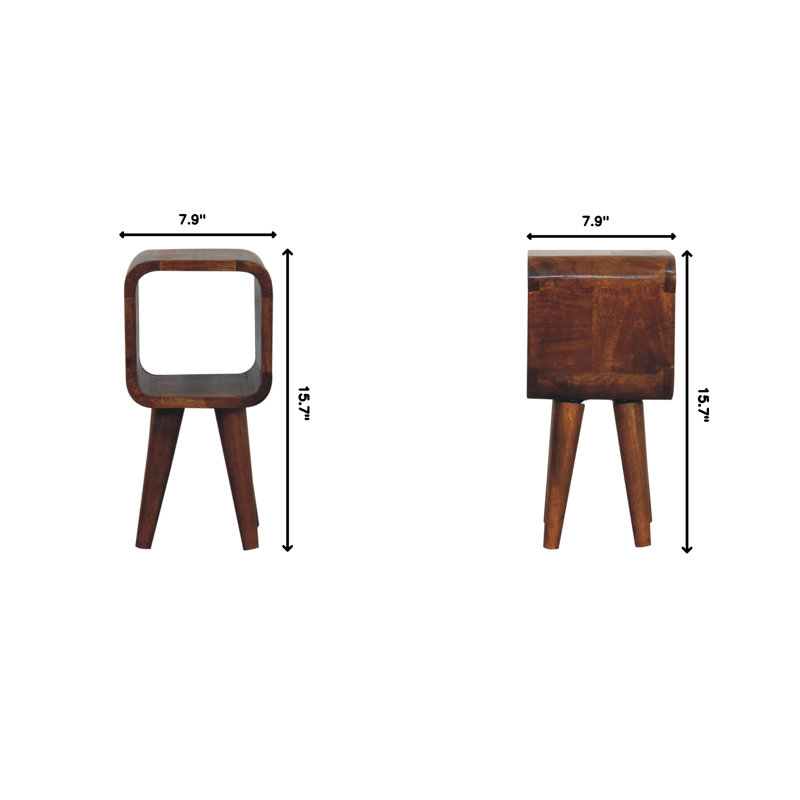 Extra Mini Minimalist Open Curved Chestnut  Bedside, Chestnut